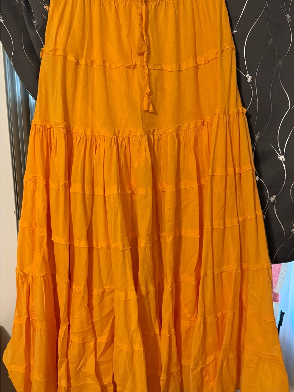 Tiered Maxi Skirt in Bright Orange